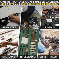 Kit limpieza armas universal con tapete, latón, estuche, rifles/pistolas