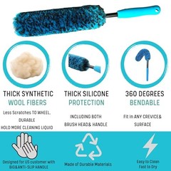 6PCS Car Wheel Cleaning Detailing Pro Kit, Tire Brush, 2 6 Pack (Blue & Black)