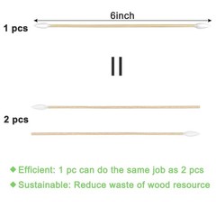 6 Inch Long Pointed Cotton Swabs for Bun Cleaning ( 200 Pcs )