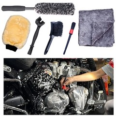 Motorcycle Cleaning Kit 6 Pack Design for Chrome, Woolies Brush, Grey (6 Pack)