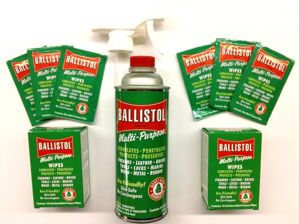 Ballistol Multi Purpose Lubricant Gun Cleaner-16oz can & 20 Wipes & Free Trigger