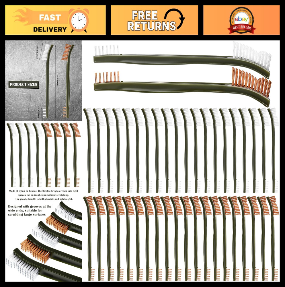 40 Pack Double-Ended Gun Cleaning Brushes Set – 7″ Nylon & Bronze, All-Purpose T