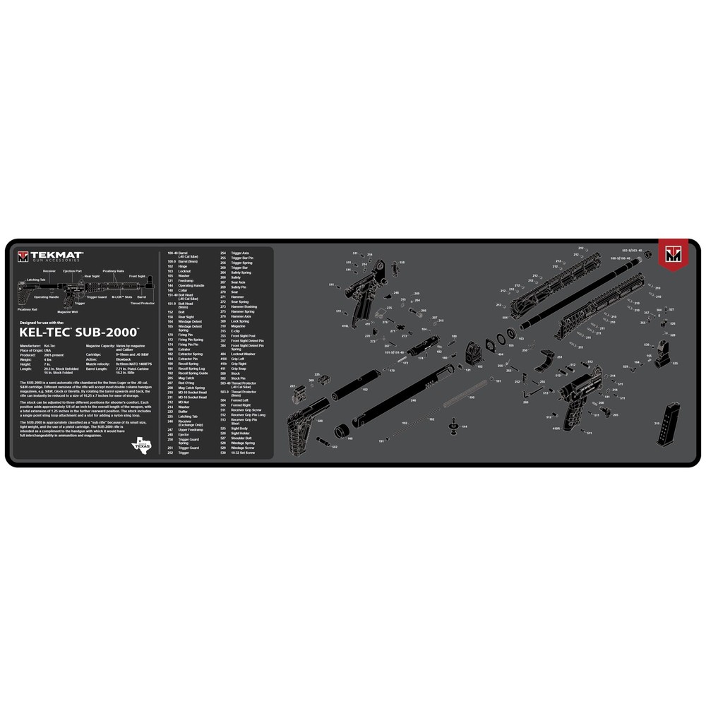 TekMat TEKR36KELSUB2 Kel-Tec SUB2000 Cleaning Mat Black/White Rubber 12″x36″ Kel