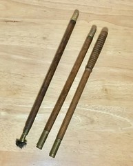 VINTAGE 3 PIECE WOOD & BRASS GUN / RIFLE CLEANING ROD