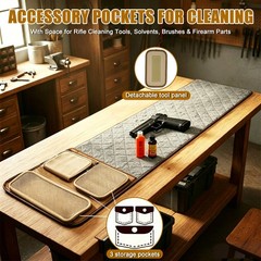 Heavy Duty Gun Cleaning Mat Roll Up Rifle Clean Pad w/Zipper Pocket for Shooting