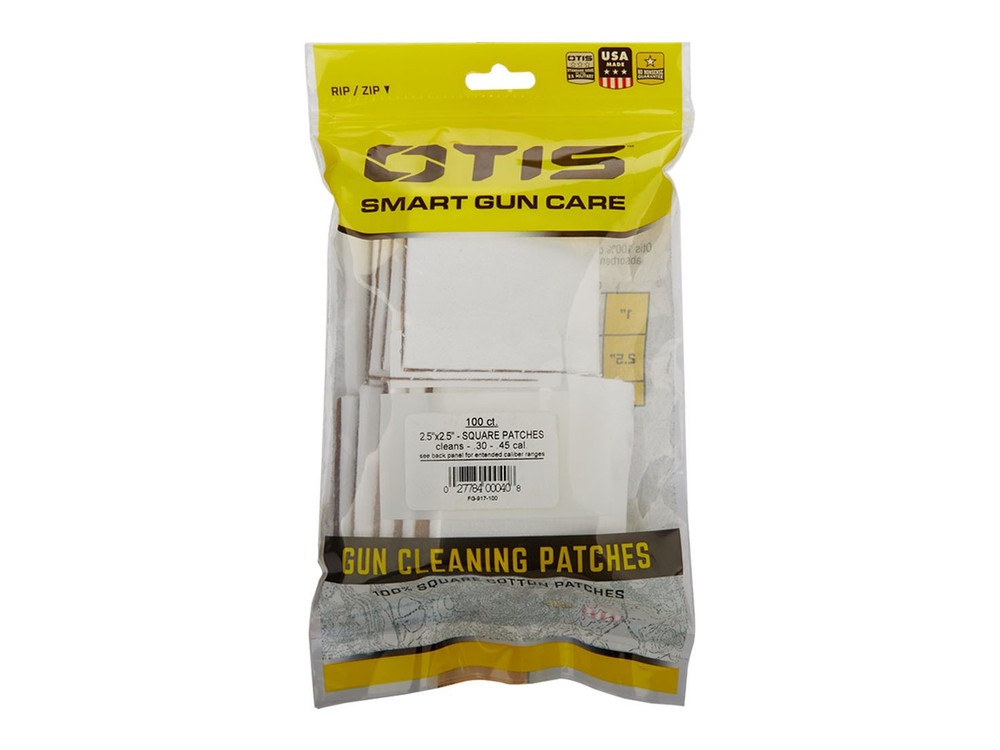 Otis Technology .30 – .45 Cal Square Cleaning Patches, 2.5″, 100 Count