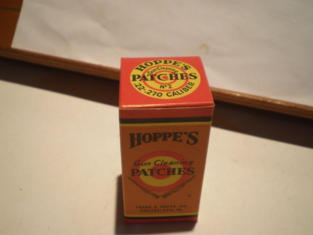 Vintage 1940’s Hoppe’s Gun Cleaning Patches No. 2 .22-.270 cal (full box) unused