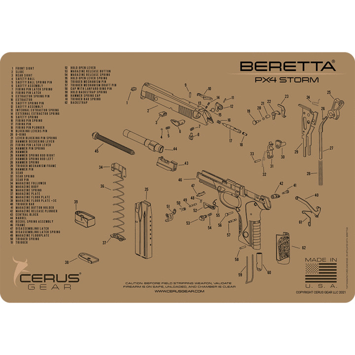For Beretta PX4 STORM Armorers Cleaning Bench Mat Cerus Gear PREMIUM USA FDE