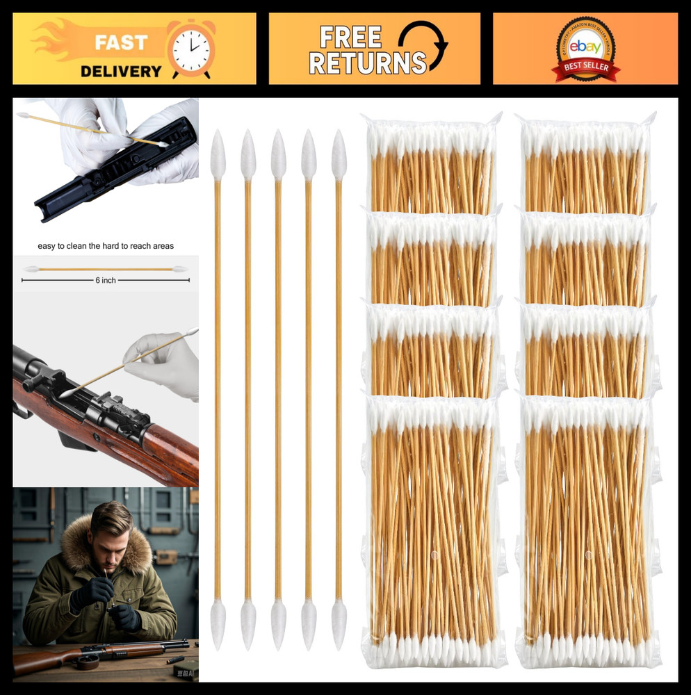 800PCS Double Ended Cotton Swabs 6″ Long – Lint Free Gun Cleaning & Makeup Tips