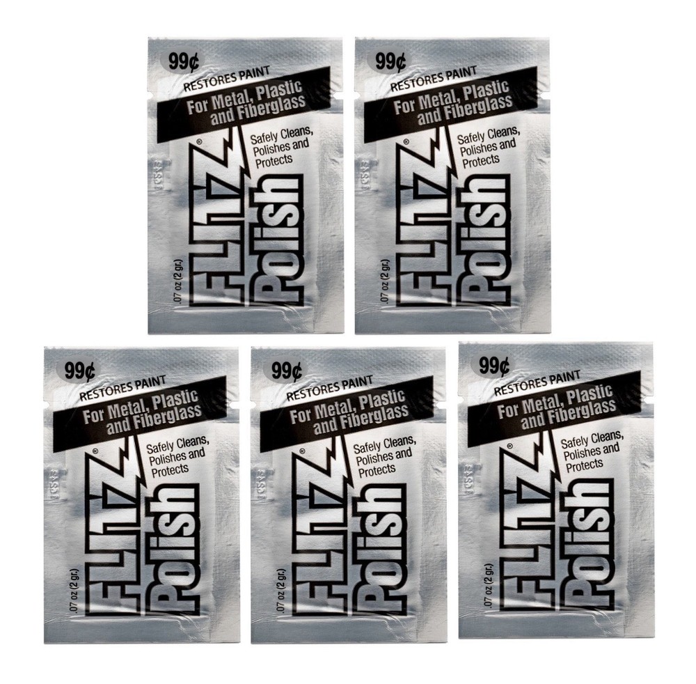 Flitz Polish 5 Pack .07oz (2g) Field/Travel Packets Metal Plastic Fiberglass