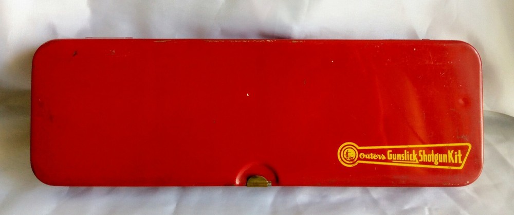 Vintage Red Metal Box OUTERS GUNSLICK RIFLE CLEANING KIT ~ Tin Only ~ No. 477  