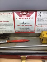 Used Vintage Outers Gunslick Rifle Gun Kit. Red Metal Box. No. 477. 30 Cal.