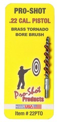 Pro-Shot Tornado Bore Brush For .22 Caliber Pistol #8-32 Threads Brass – 22PTO
