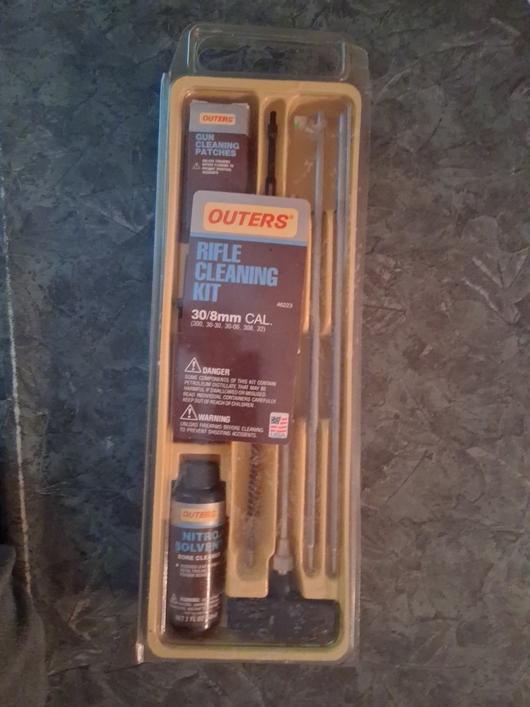 Vintage Outers Rifle Cleaning Kit 30/8mm .308 Cal Brown Case Hunting Shooting