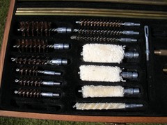 Gunmaster Universal Gun Cleaning Kit Wood Case Few Pieces were used