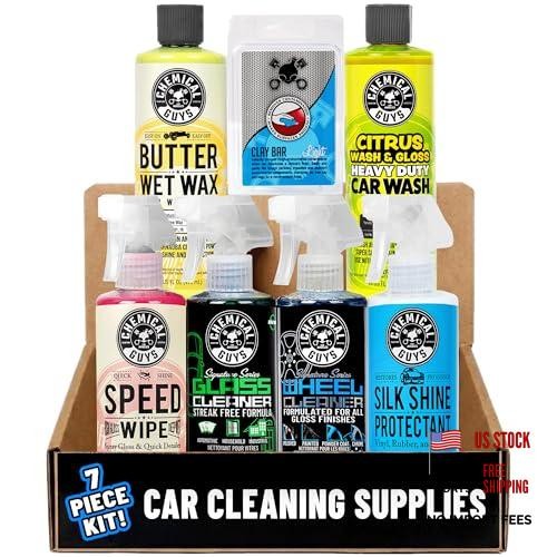 Starter Car Care & Cleaning Kit, 7-Piece Detailing Car Wash Kit with 6