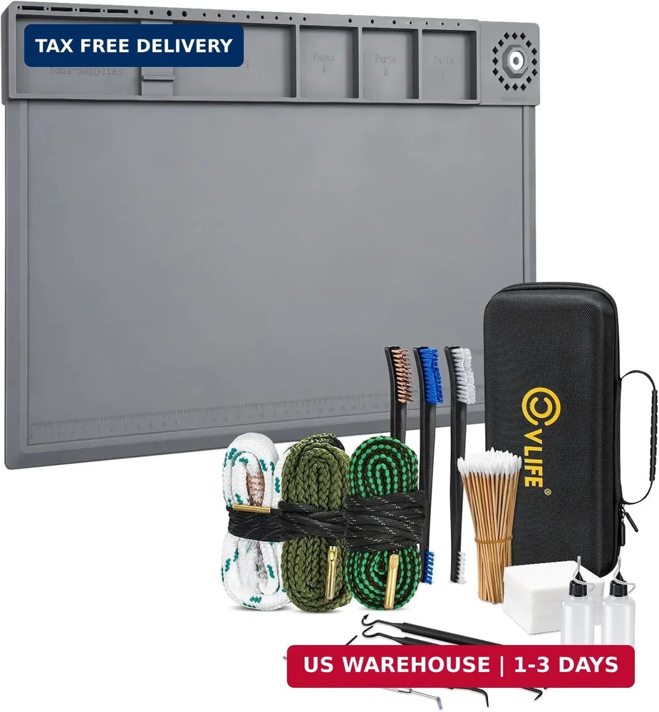 CVLIFE Gun Cleaning Kit for 9mm .223/5.56mm .38 .357 12GA, Gun Cleaning Mat with