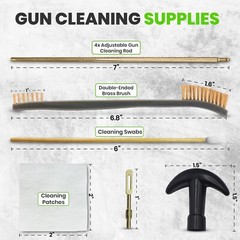 Universal Gun Cleaning Kit with 28″ Bore Cleaning Rod, Patches, Swabs and Brush