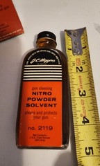 Vintage J.C. HIGGINS NITRO POWDER SOLVENT No. 2119 2 fl oz Full With Box