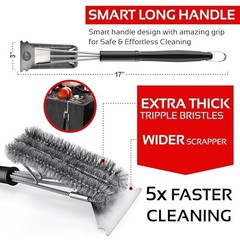 Safe Wire Grill Brush for Outdoor Grill w/Grill Scraper & Grill Mat Grill