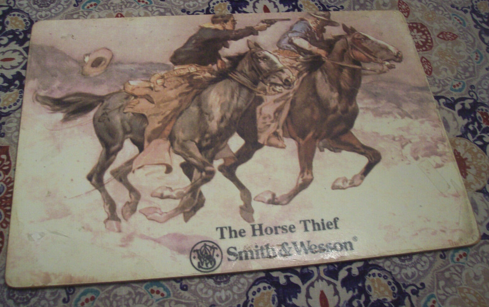 Antique/ Vtg. Smith & Wesson “The Horse Thief” Cork Backed Matt. AUTHENTIC