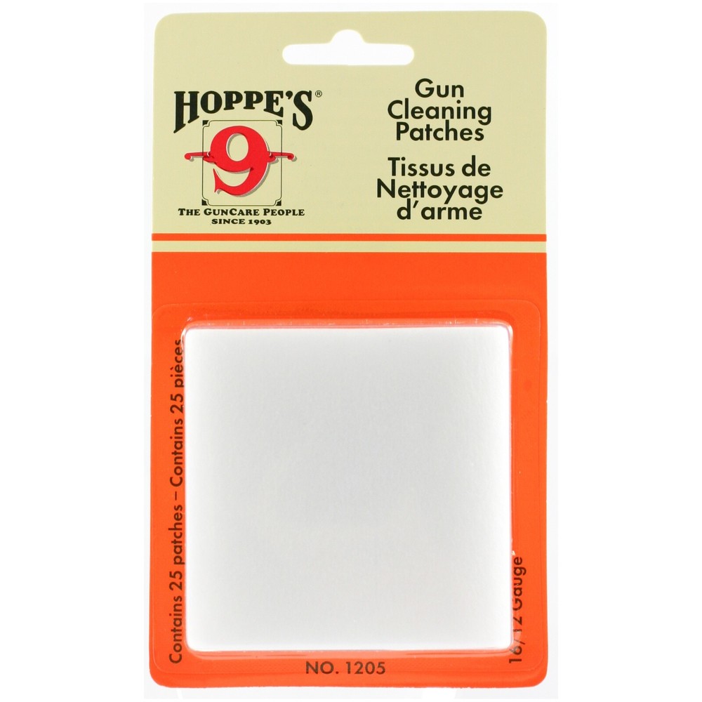Hoppe’s Gun Cleaning Patches 12 & 16 Gauge, 25 Pack~1205