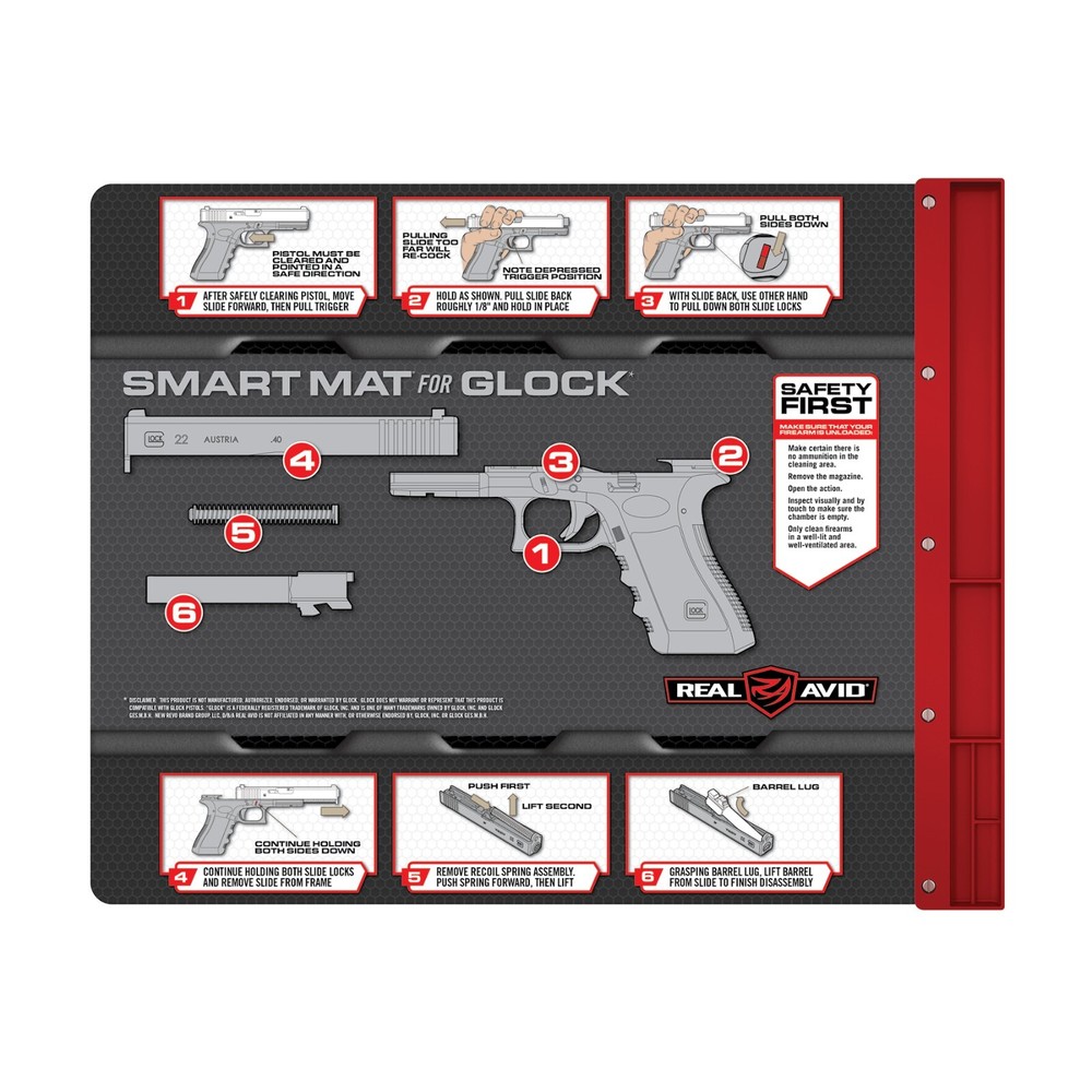 Real Avid Glock Cleaning Mat With Magnetic Parts Tray – 19”x 16” (AVGLOCKSM)