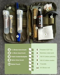 Shotgun Cleaning Kit for 12 Gauge – Molle Pouch with Bronze Brushes, Brass Ad…