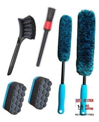6PCS Car Wheel Cleaning Detailing Pro Kit, Tire Brush, 2 6 Pack (Blue & Black)