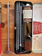 Vintage-J.C. Higgins-No.2140-Rifle Gun Cleaning Kit-12-16 Gauge w/Red Metal Case