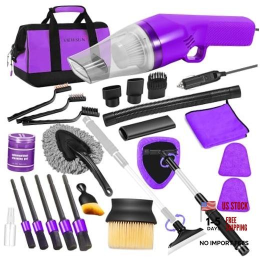 20PCS Car Cleaning Kit, Car Interior Detailing Kit with High Power Purple