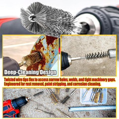 16-Piece Bore Brush Set – 304 Stainless Steel & Brass Drill Wire Bore Cleaning B