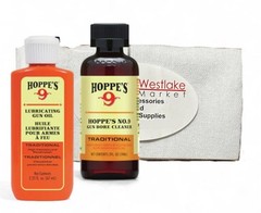 Hoppes Shotgun Bore Cleaning Kit with Cleaner, Oil, Patches, Rod, Brush and Rope
