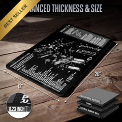 Thick Gun Cleaning Mat 20×12 Non Slip Oil Resistant Glock Pistol Parts Diagram