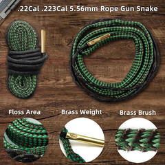 Bore Cleaner for Rifle Pistol Shotgun, Reusable Gun Snake Barrel Cleaning Rope f