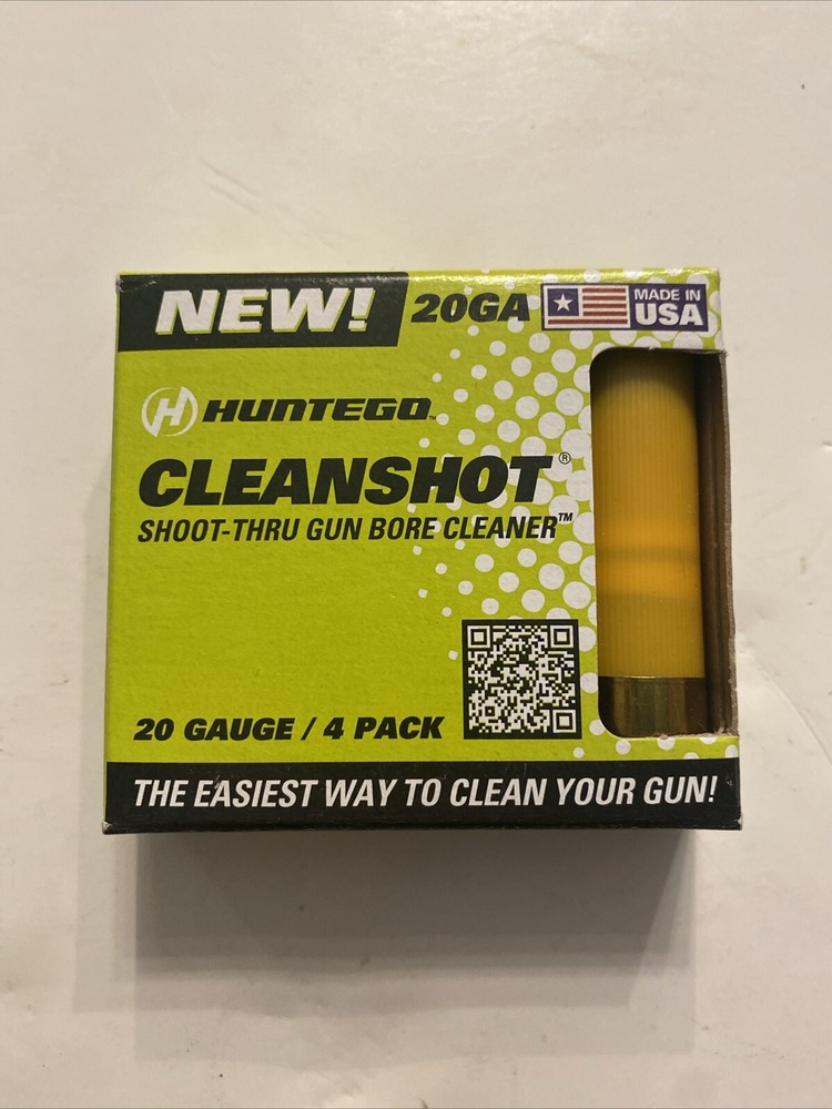 Huntego 20 Gauge CleanShot Shoot-Thru Gun Bore Cleaner ~ NEW ~ 4 Pack Of Shells