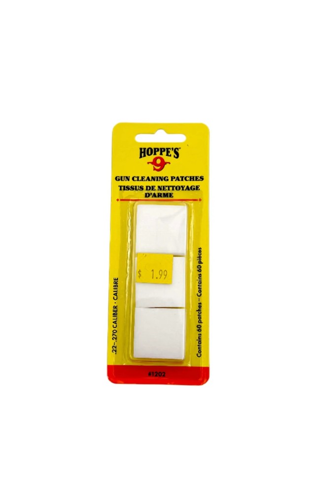 Hoppe’s 9 Gun Cleaning Patches – .22-.270 – 60 patches – TOTAL OF 3 PACKS!!