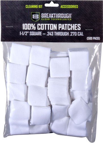 Breakthrough Clean Cotton Cleaning Patches 1-1/2 in Square .243-.270 Cal 50 Pack