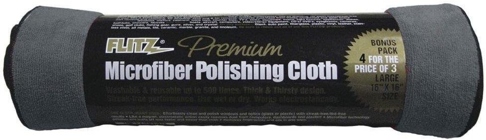 Flitz Microfiber Polishing Cloths – 16″ x 16″ 4-Pack