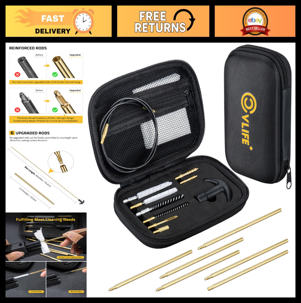 Universal Gun Cleaning Kit for .177 .22 9mm .40 .45 Rifle Handgun Airgun Accesso