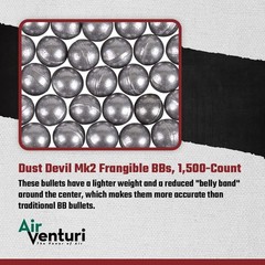 Air Venturi Dust Devil Mk2 Frangible BB Bullets, Gun Ammo, 0.177″, Grey
