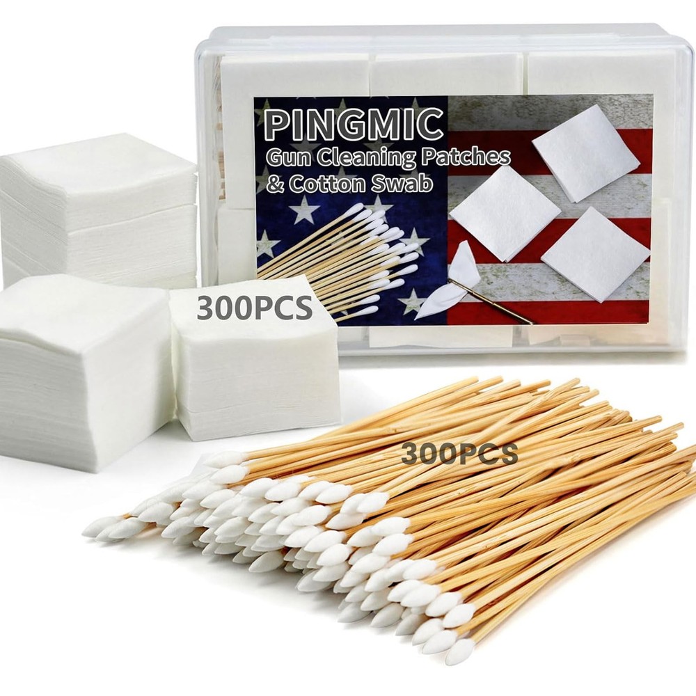 Gun Cleaning Supplies Box – Gun Cleaning Patches and Long Cotton Swabs,6″ Poi…
