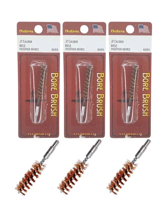 3x New Outers .17 Caliber Rifle Bore Brush Phosphor Bronze #83103 Made In USA