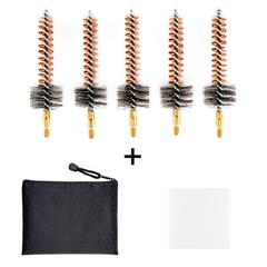 .22 Cal Rifle Phosphor Bristle Bronze Gun Cleaning Chamber Brush Kit W/50patches
