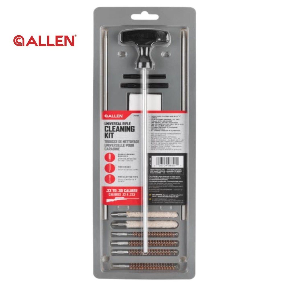 Allen Universal Rifle Cleaning Kit, .22 – .30 Caliber, Grey #70730