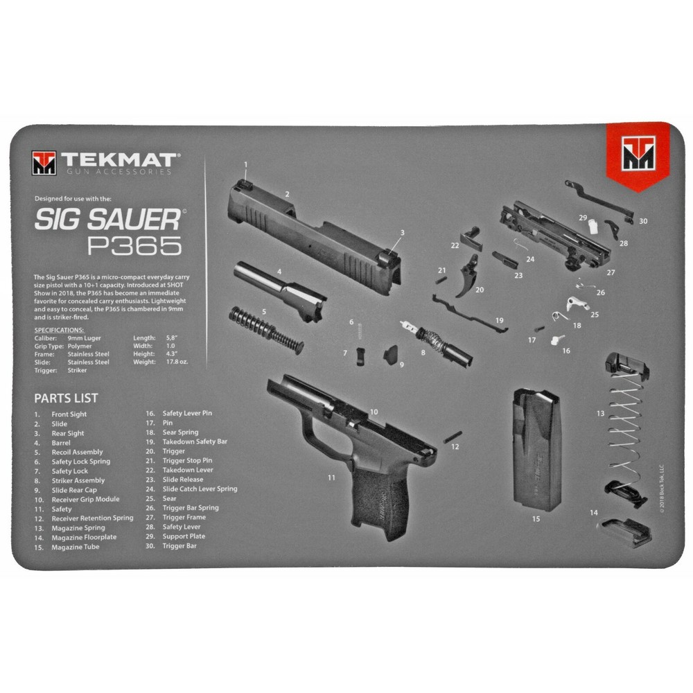 TekMat, For SIG SAUER P365 365 Pistol Mat, 11″x17″, Gray