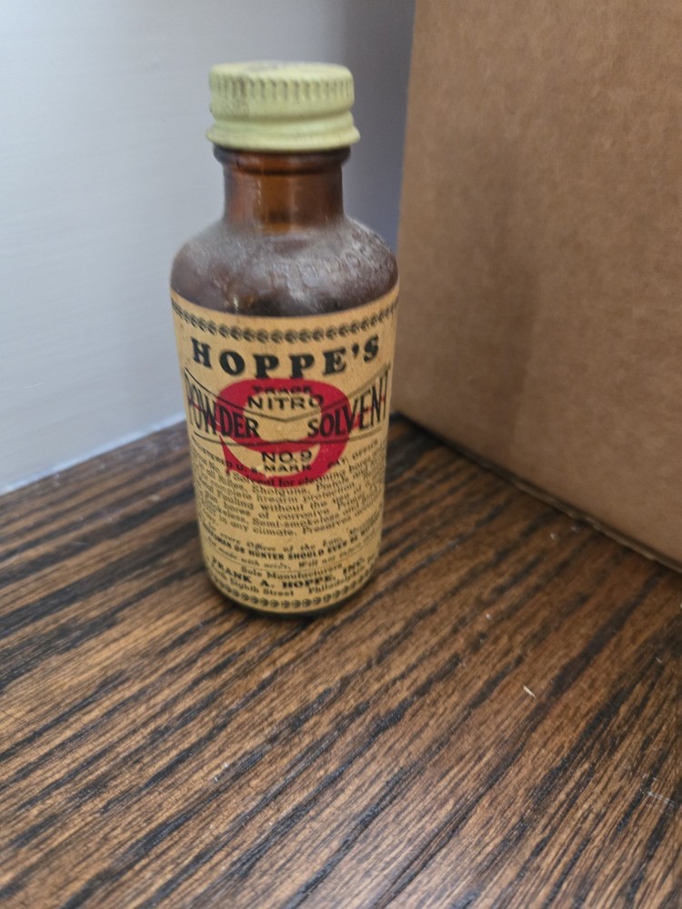 Vintage Hoppe’s Powder Solvent No. 9 2 oz Glass Advertising Bottle