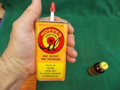 Vtg lot of HOPPE’S #9 gun cleaning EMPTY bottle oil tin can, Cleaning manual