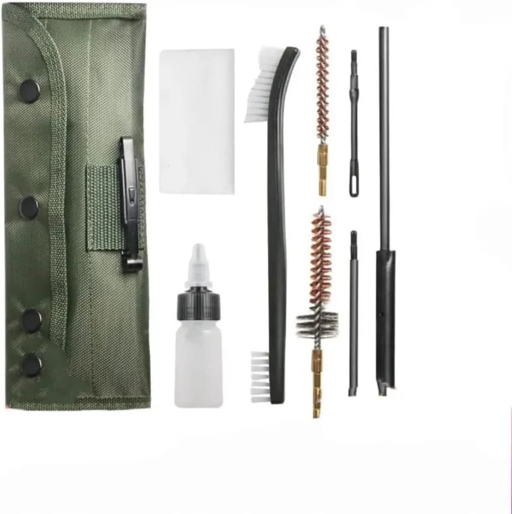5.56 NATO Gun Cleaning Kit with Carrying Case, 8-Piece Set, Military Green Pouch