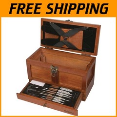 Elegant Aged-Oak Gun Cleaning Tool Chest – 25 Essential Pieces Included